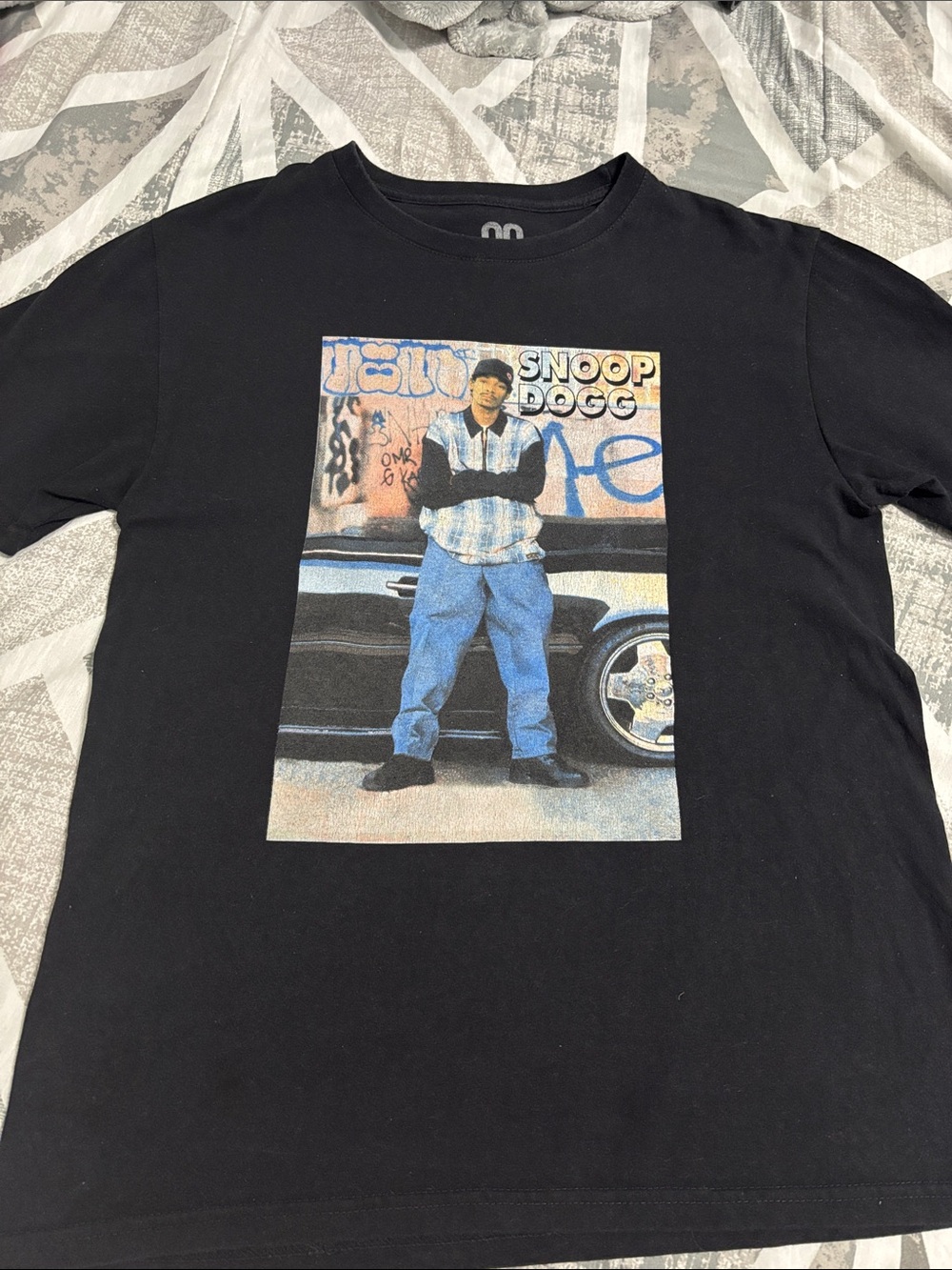 Woman’s Black Short Sleeve Graphic Tee with Snoop Dogg Print